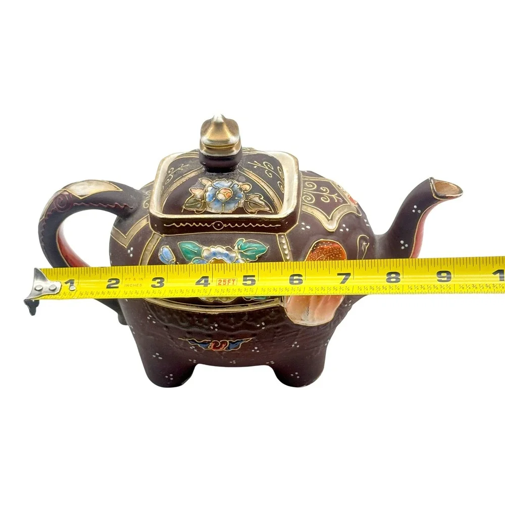 Elephant Teapot‎ Made In Japan Moriage Hand Painted Art Deco Kutani Style Enamel